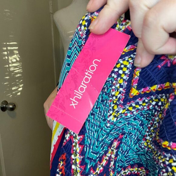 Xhilaration Strapless Maxi Dress 🌟 | XXL | Chevron Smocked Bodice & Sheer Overl - Picture 6 of 7